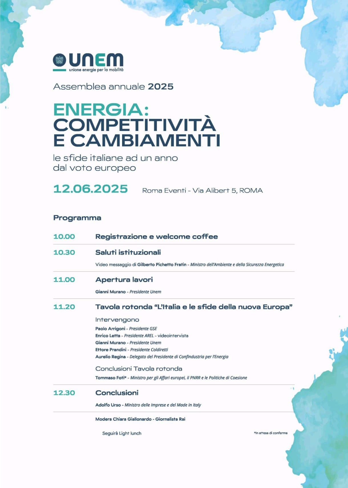 Assemblea Annuale UNEM 2025 - Energia: Competitività e Cambiamenti. Le sfide italiane ad un anno dal voto europeo